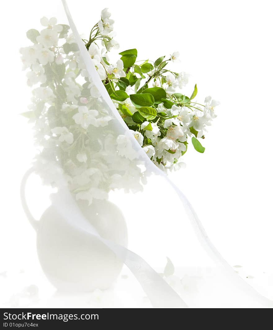 Blossoming apple-tree branches in jug