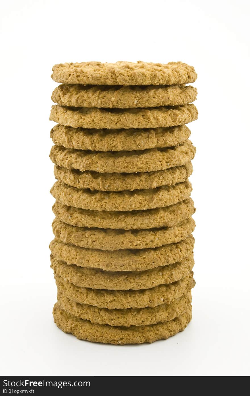 Stacked cookies on a white background. Stacked cookies on a white background