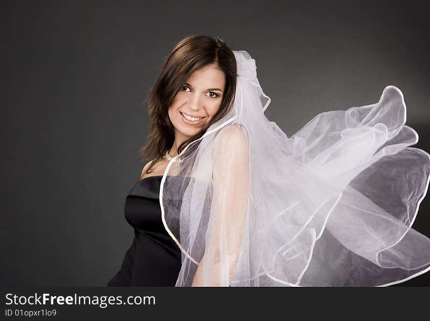 Bride in beautiful white veil