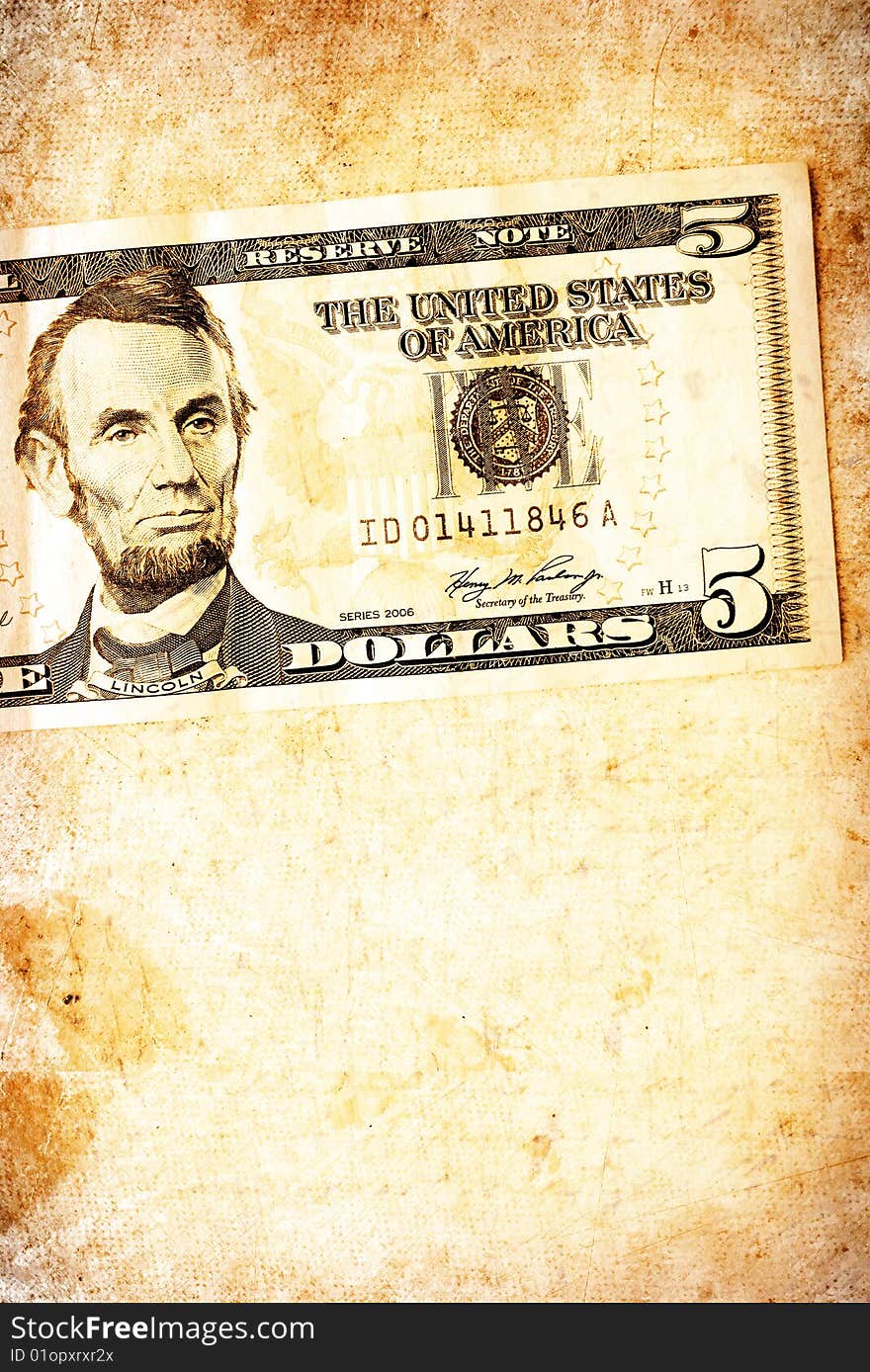 US dollar with old textured paper