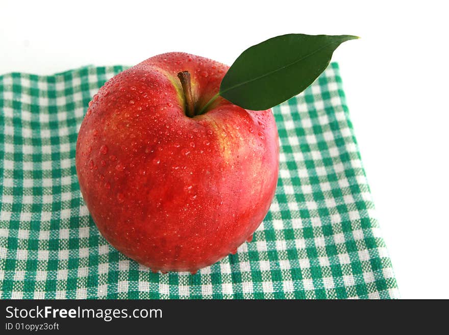 Red apple on white background