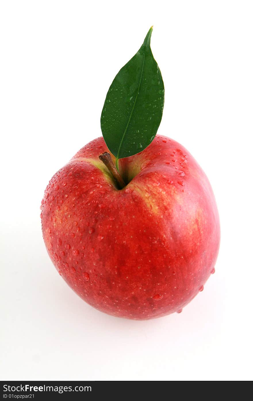 Red apple on white background