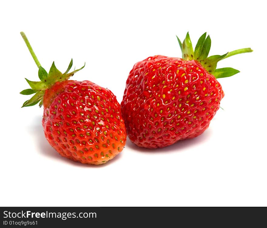 Ripe strawberries on white background. Ripe strawberries on white background