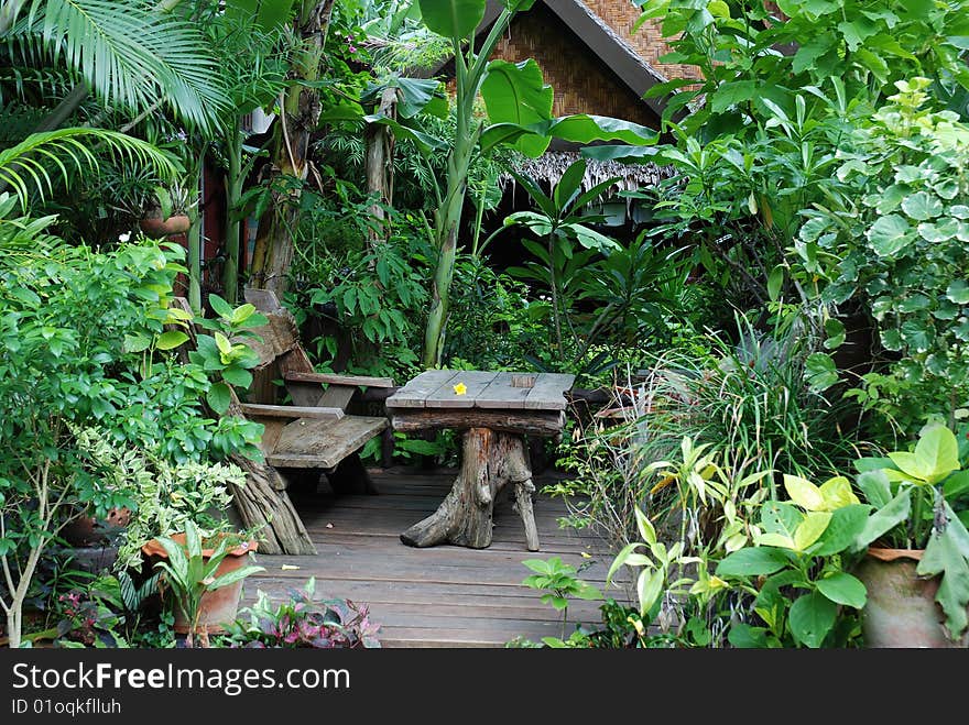 Detail of a Rich Green Tropical Yard. Detail of a Rich Green Tropical Yard