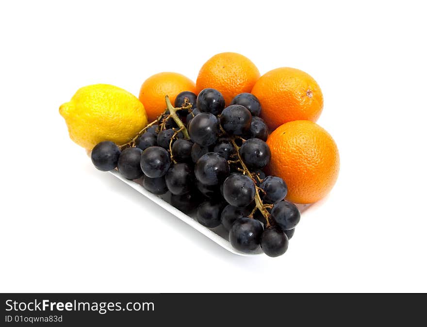 fresh fruits isolated on white