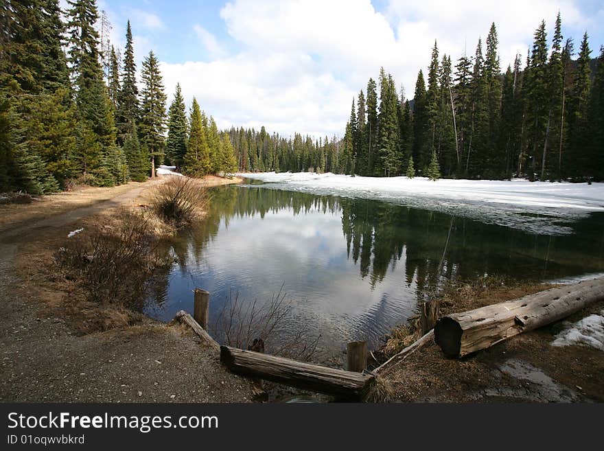 Mountain lake in forest, national park