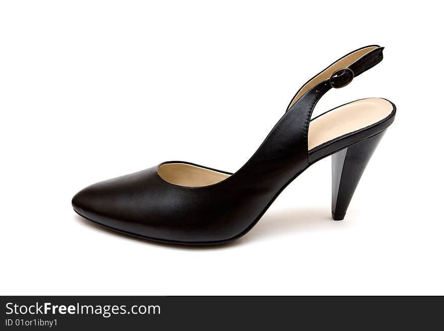 Black woman shoe isolated on white