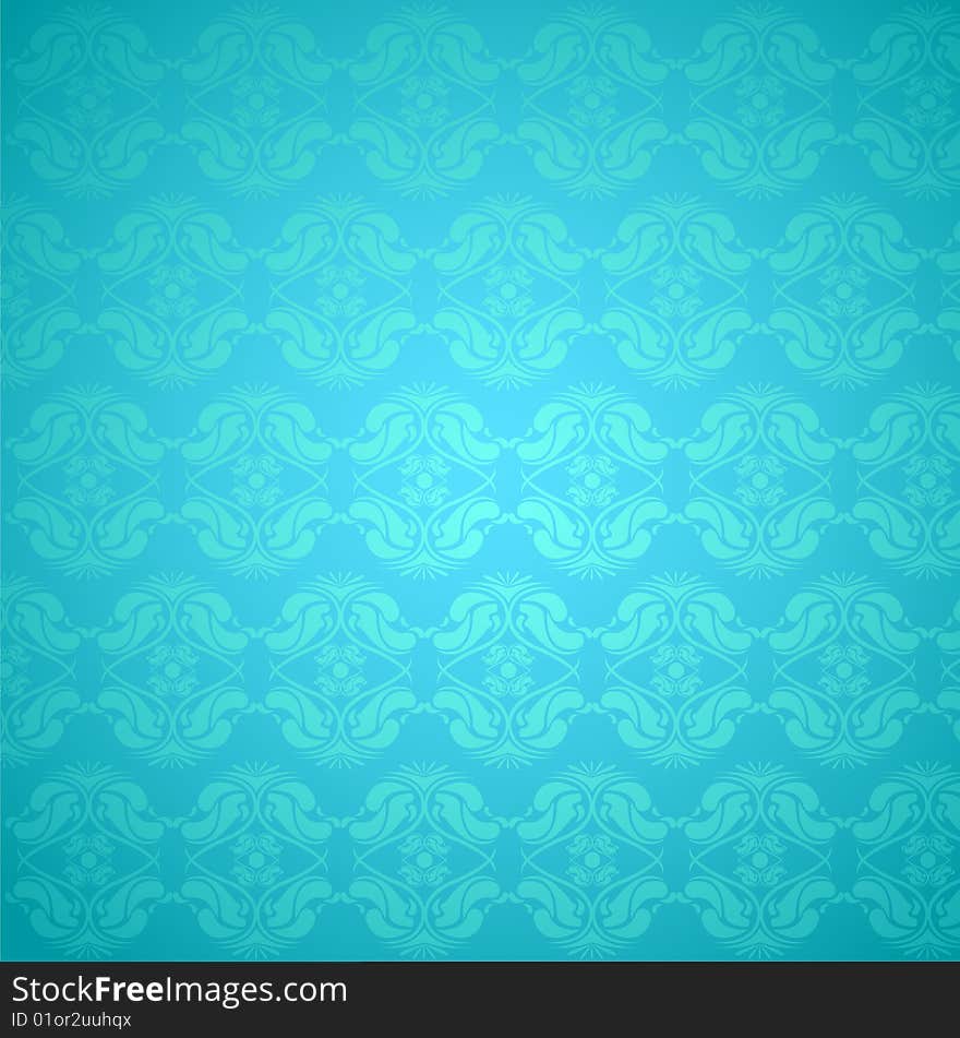 Vector illustration decoration of wall, cyan color with floral vectors. Vector illustration decoration of wall, cyan color with floral vectors