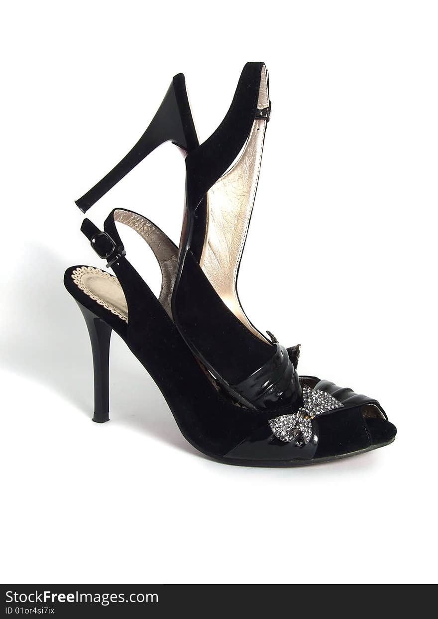 Black women shoes isolated over white