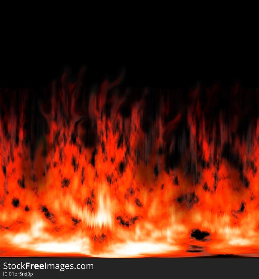 Close-up of fire and flames on a black background