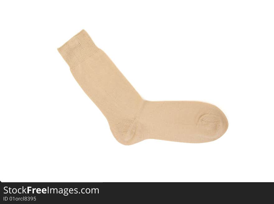 Beige sock isolated on white background