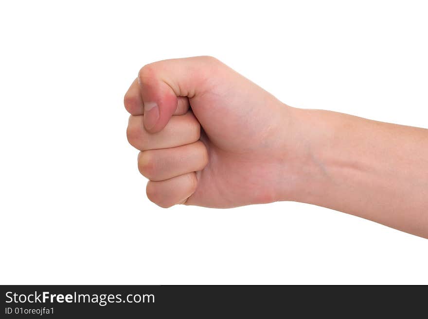 Mans fist isolated on white background