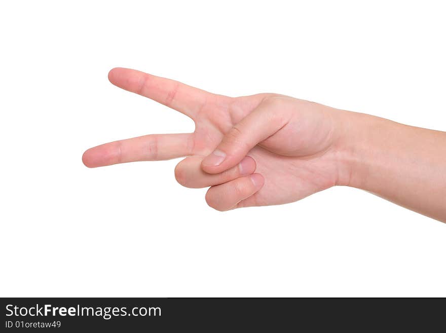 Hand gesture isolated  on white background. Hand gesture isolated  on white background