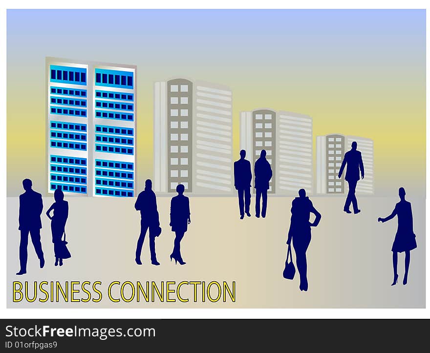 Business people and business connection in city