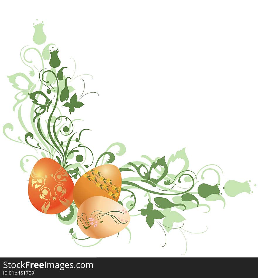 Vector Illustration of beautiful floral frame decorated with Easter Eggs.