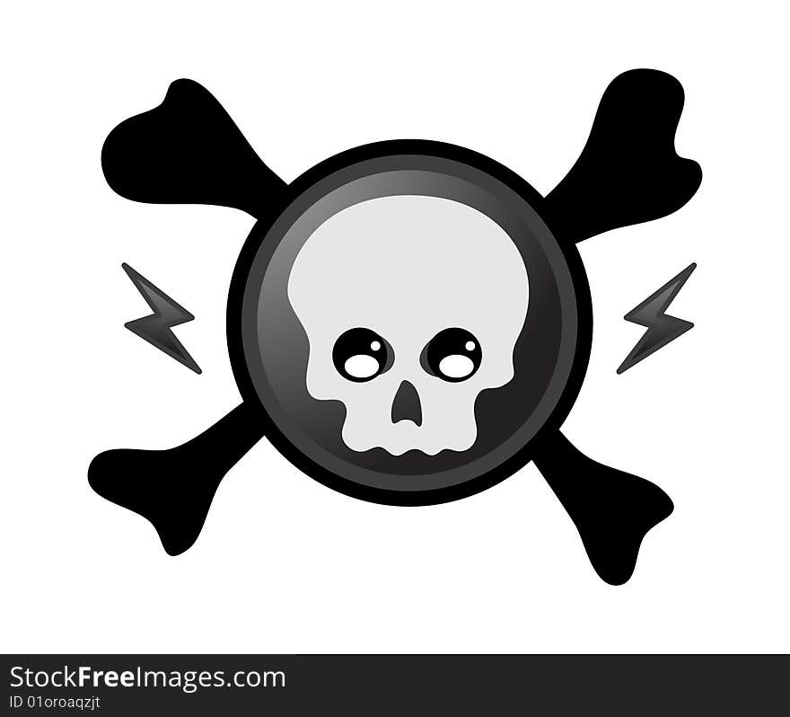 Pirate skull on white background