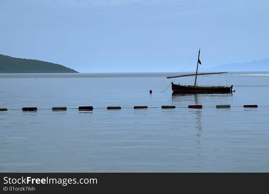 Small sailboat at the bodrum coast