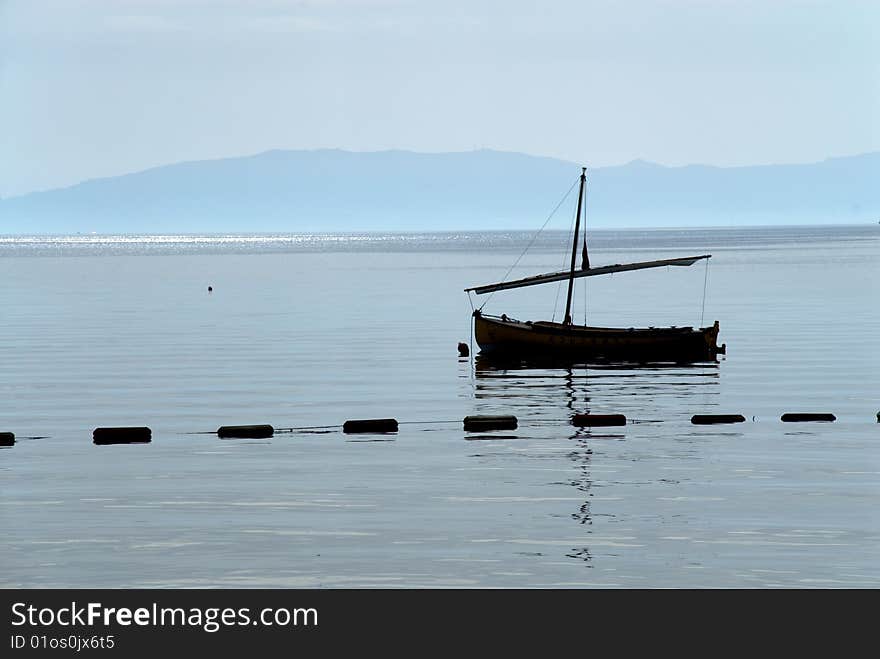 Small sailboat at the bodrum coast