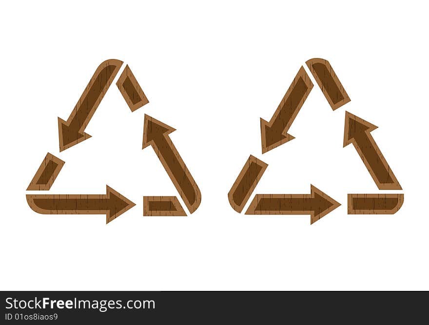 Wooden recycling icon. A vector. Without mesh.