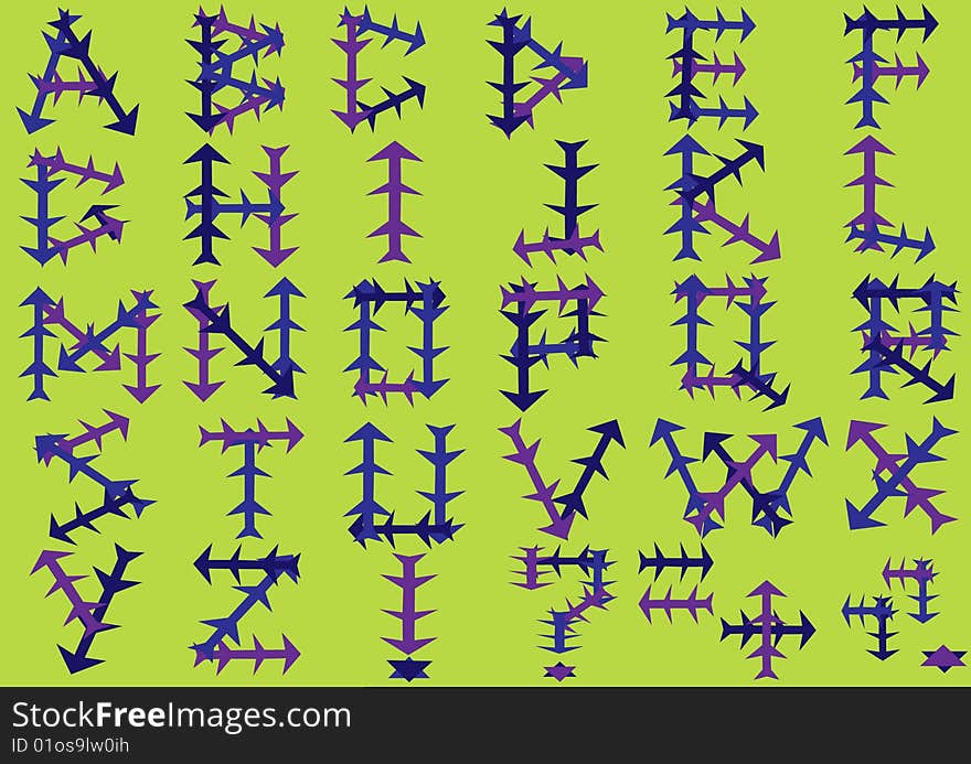 Abstract illustration of the English alphabet. Abstract illustration of the English alphabet