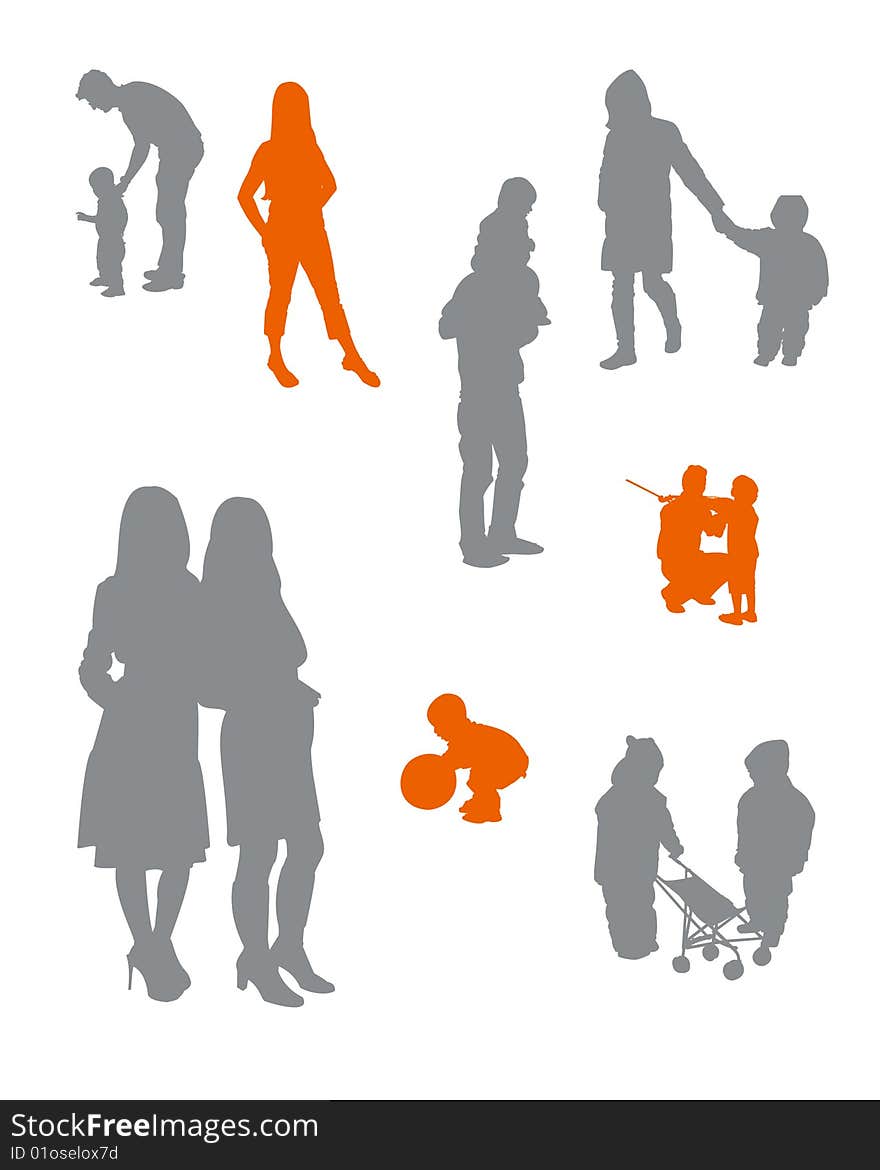 Vector silhouette of a men & women room