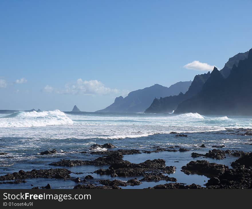 Dramatic Rocky Coastline In The Morning