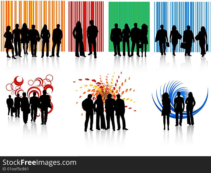 Illustration of people and abstract background. Illustration of people and abstract background