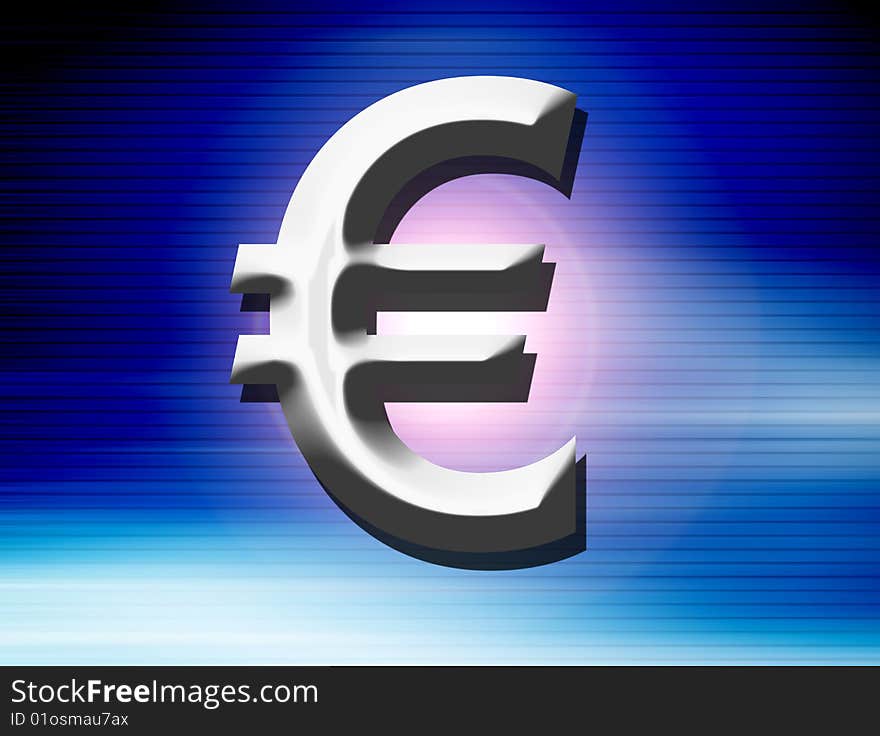 Euro symbol on blue background with light effects