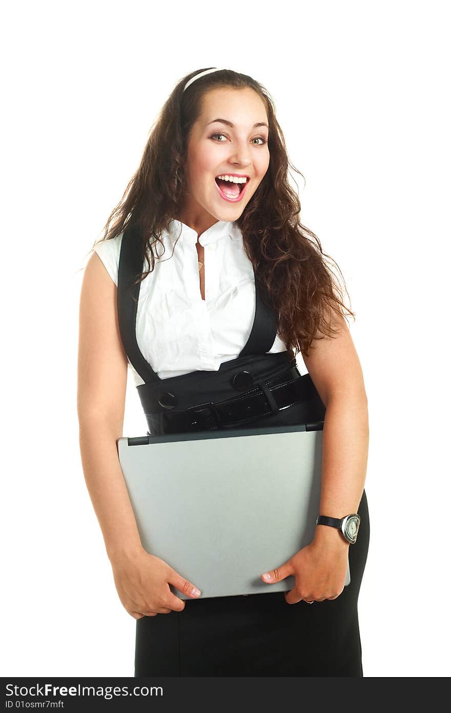 Successful woman holding a laptop