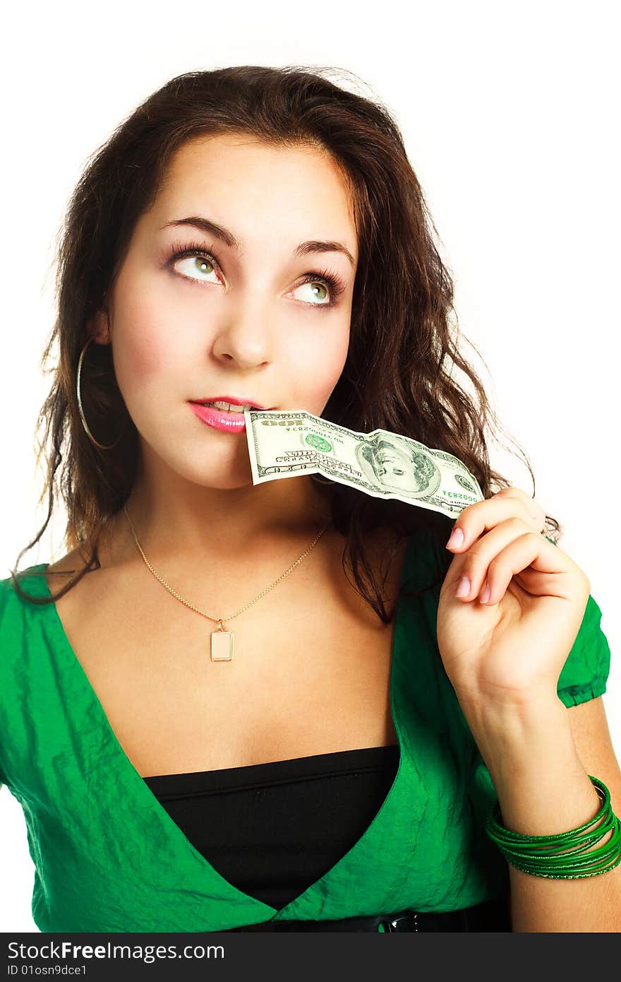 Dreamy Woman With One Nudred Dollars