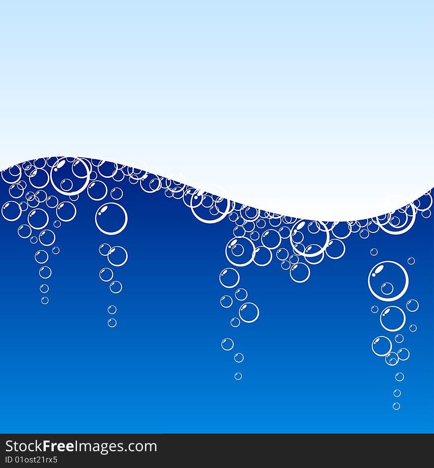 Blue water with bubbles. Vector illustration. Blue water with bubbles. Vector illustration.