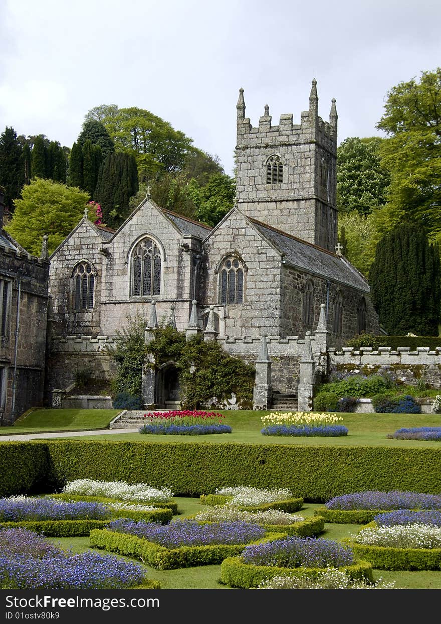 The church in the grounds of Lanhydrock House in Cornwall. The church in the grounds of Lanhydrock House in Cornwall