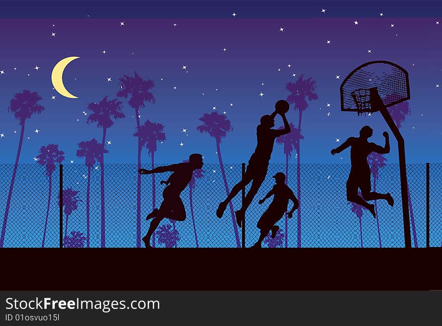 Two basketball players, vector illustration. Two basketball players, vector illustration