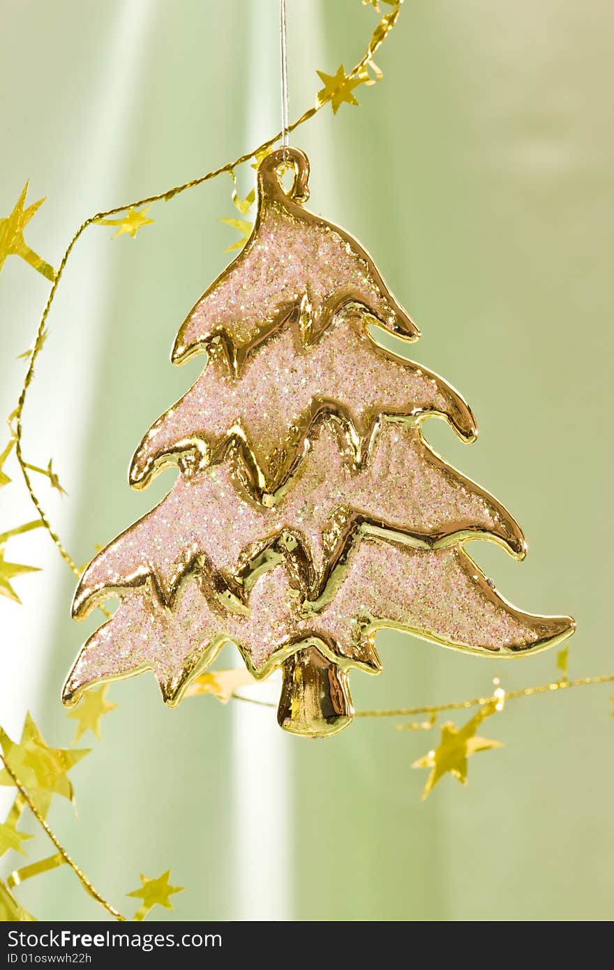 Holiday series:  Christmas fir and the golden garland. Holiday series:  Christmas fir and the golden garland