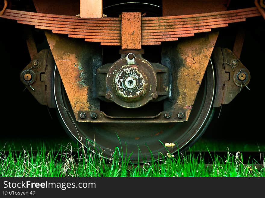 Detail of a rusty train wheel. Detail of a rusty train wheel