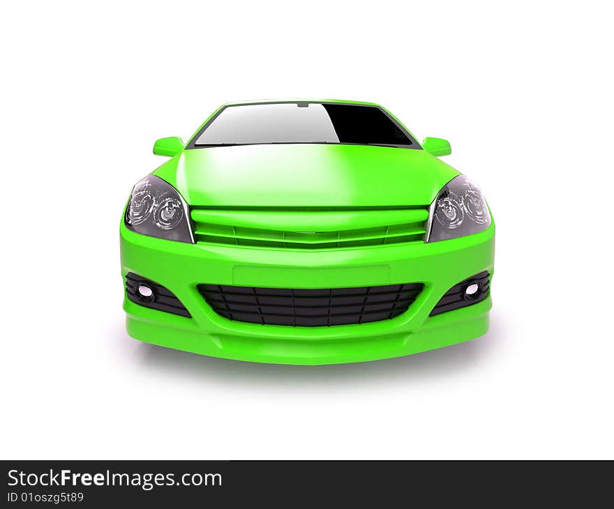 Front view of new glossy auto isolated on white. For more views and colors of same car please check my portfolio. Front view of new glossy auto isolated on white. For more views and colors of same car please check my portfolio