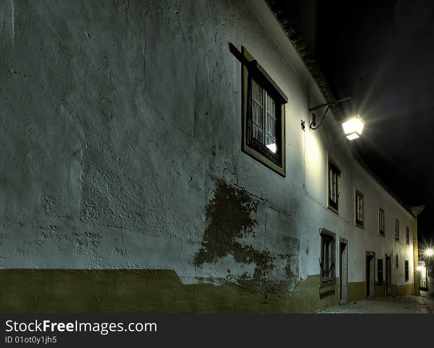 Lane at night in the old town of evora, portugal. Lane at night in the old town of evora, portugal