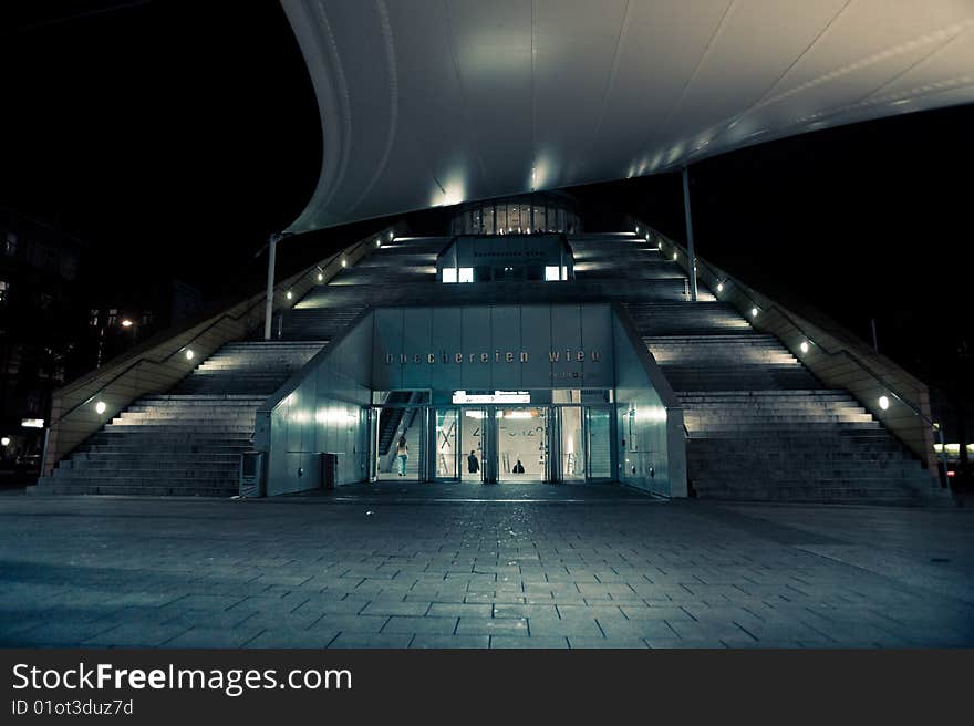 Central library in vienna at nigh