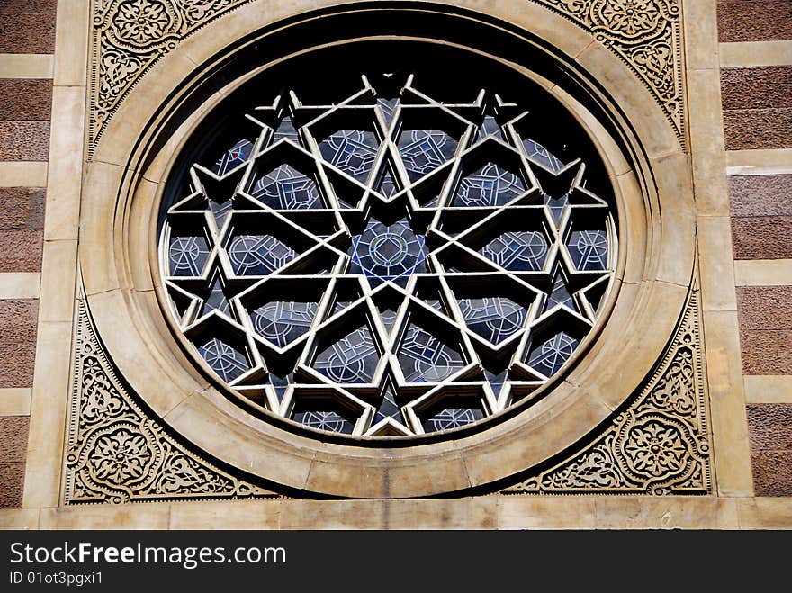 The center rose window with its star motif on the east front of the historic Central Synagogue on Lexington Avenue on Manhattan's east side - Lee Snider Photo. The center rose window with its star motif on the east front of the historic Central Synagogue on Lexington Avenue on Manhattan's east side - Lee Snider Photo.