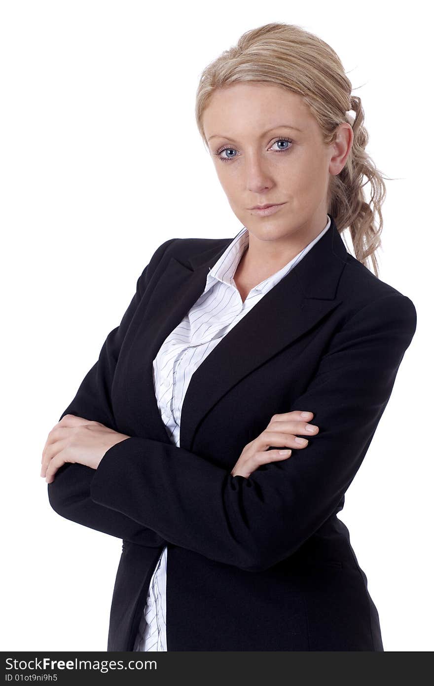 Portrait of a businesswoman on a white background