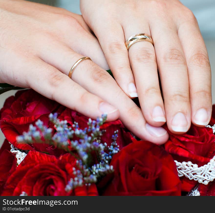 Two hands with wedding rings