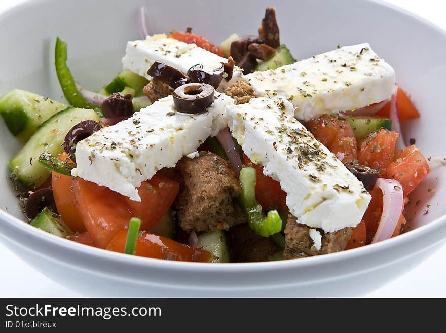 Fresh Greek salad with feta cheese