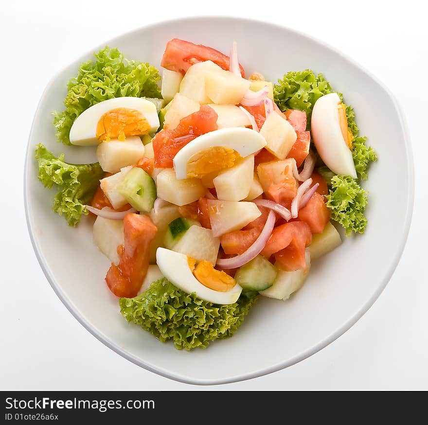 Traditional greek salad with eggs. Traditional greek salad with eggs