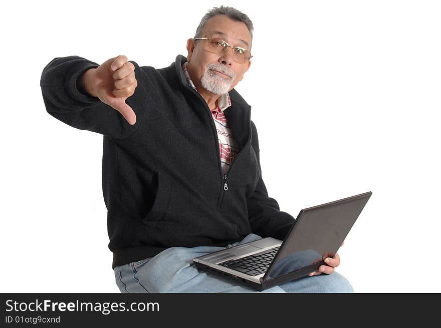 Senior With Laptop Computer