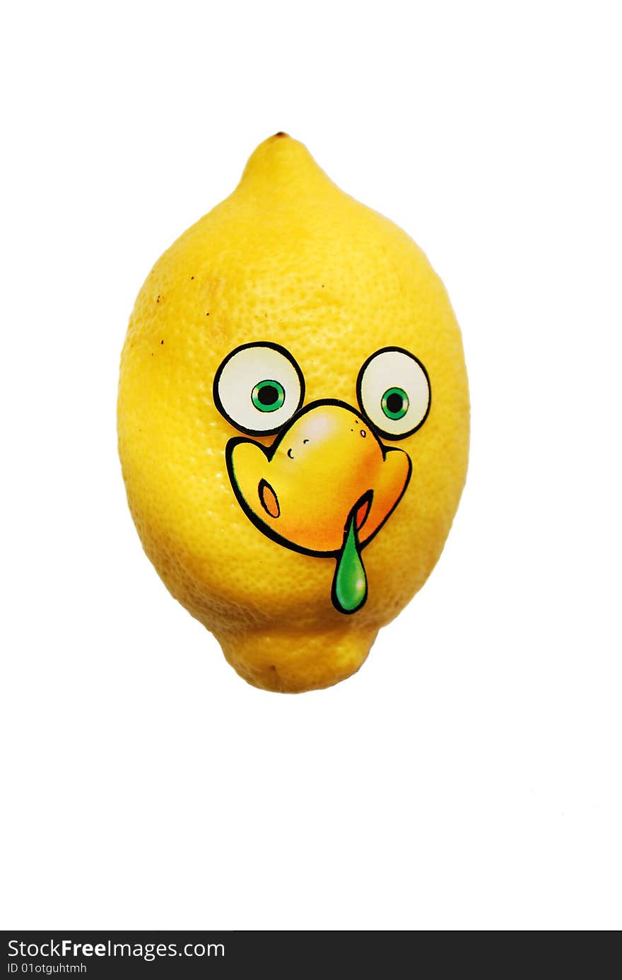 Very sick lemon over white