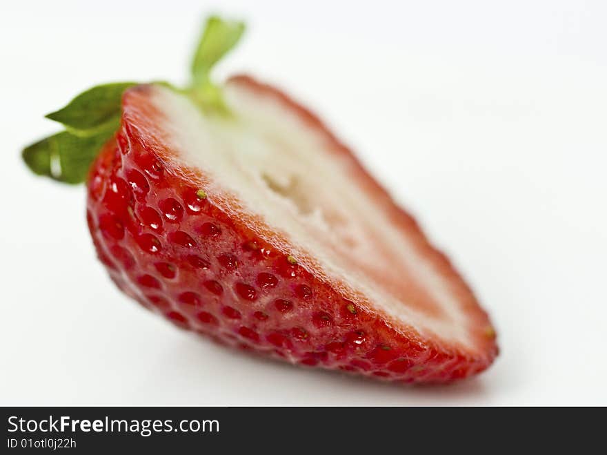 Juicy strawberry sliced in half