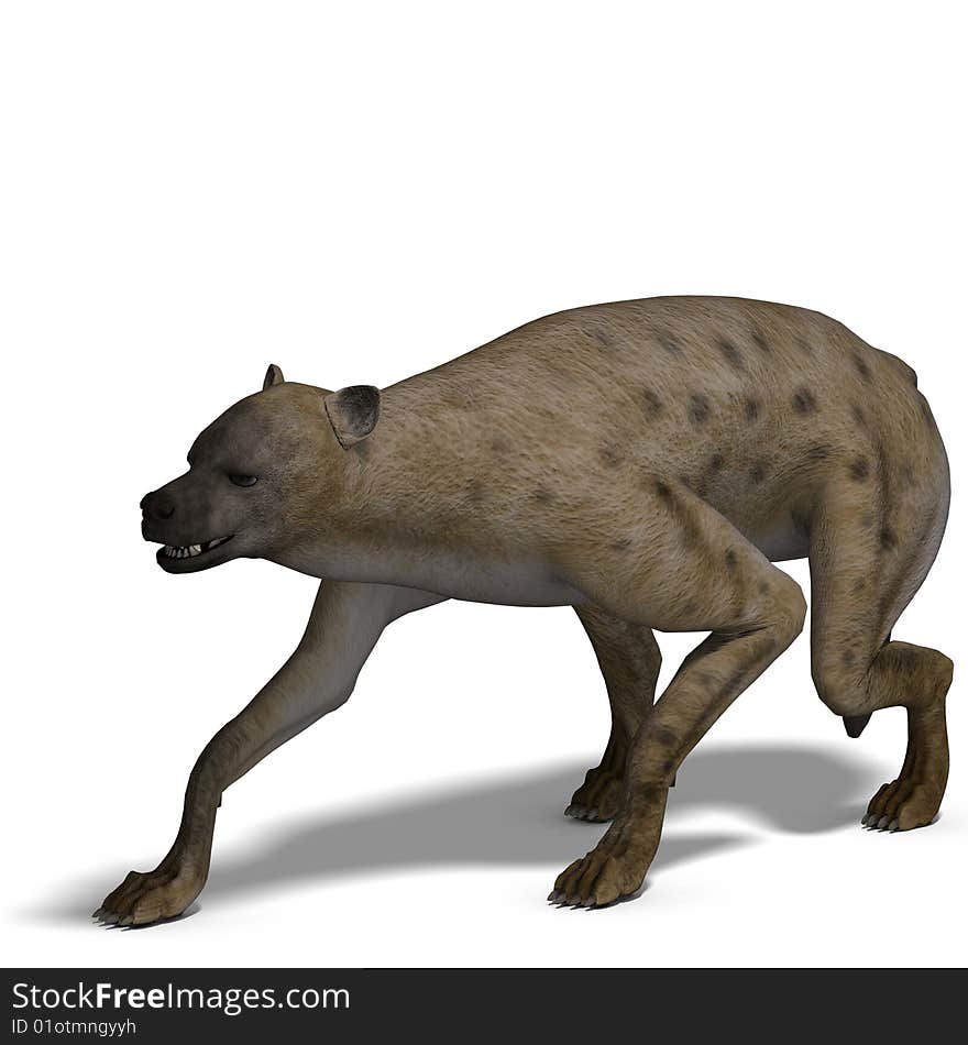 Rendering of a hyena with clipping path and shadow oder white