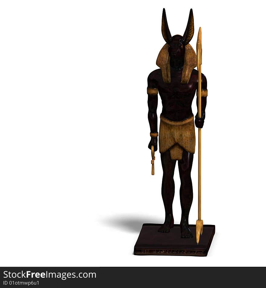 Rendering of anubis statue With Clipping Path and shadow over white. Rendering of anubis statue With Clipping Path and shadow over white