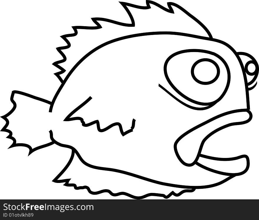 Vector illustration of a cartoon fish. Vector illustration of a cartoon fish