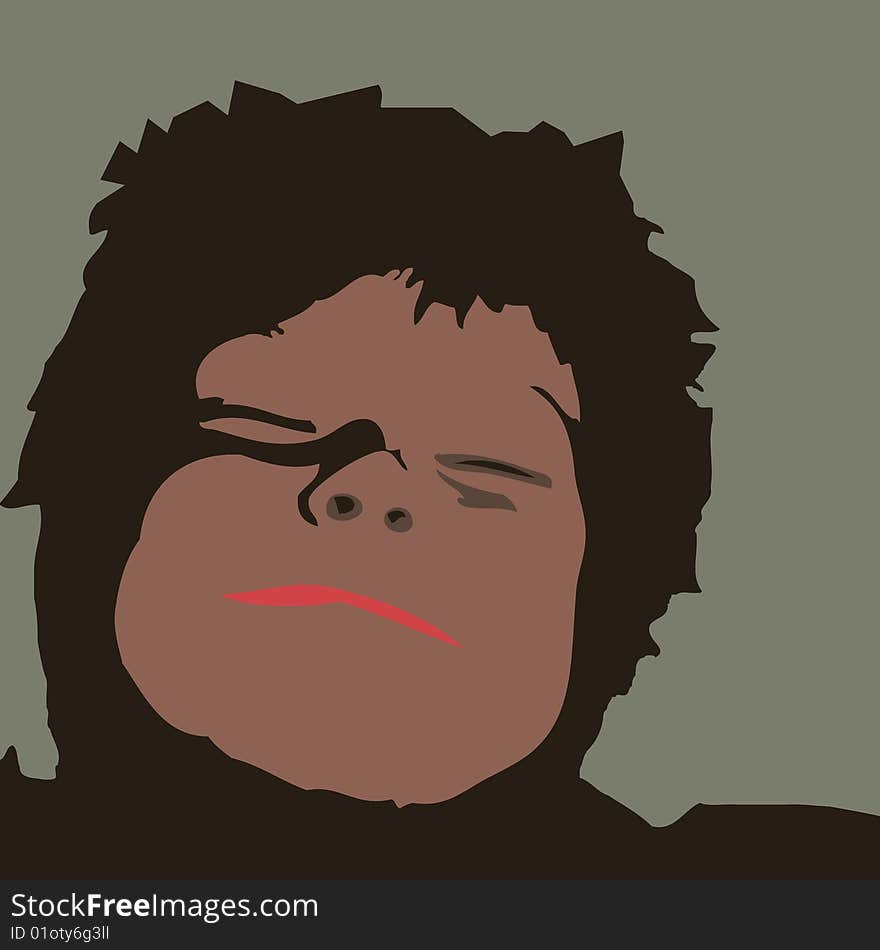 The face of a boy wearing a big brown bear suit. Fully scalable vector illustration. The face of a boy wearing a big brown bear suit. Fully scalable vector illustration.